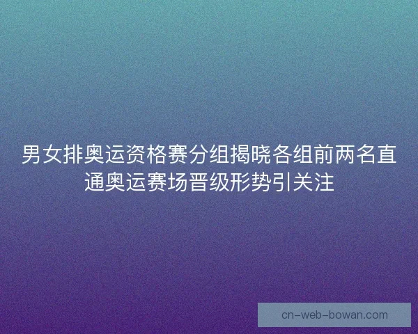 男女排奥运资格赛分组揭晓各组前两名直通奥运赛场晋级形势引关注